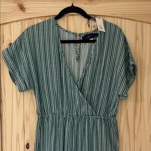 Green Striped Wrap Dress
